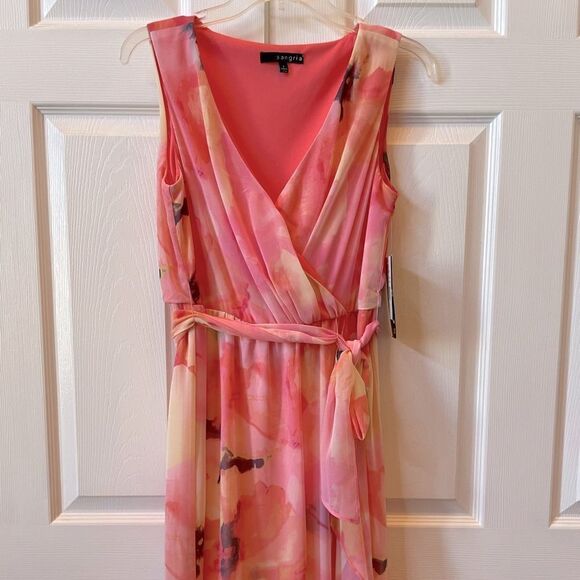 PINK FLORAL SLEEVELESS SANGRIA SURPLUS FRONT SIZE 6 - Picture 1 of 7